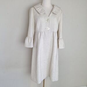 Anthropologie Beth Bowley Boucle Tweed Babydoll Bell Sleeve Coat